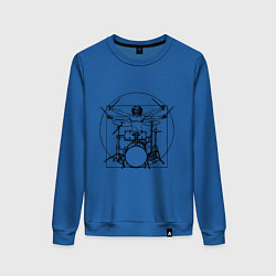 Свитшот хлопковый женский Vitruvian drummer, цвет: синий