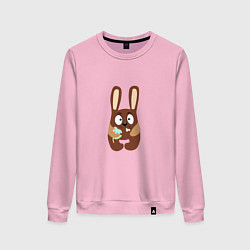 Свитшот хлопковый женский Кролик с цветочком, цвет: светло-розовый