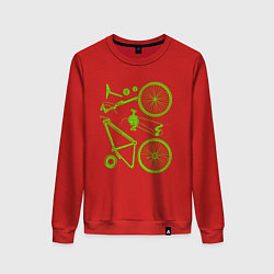 Свитшот хлопковый женский Детали велосипеда, цвет: красный