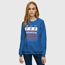 Свитшот хлопковый женский Honda racing, цвет: синий — фото 2