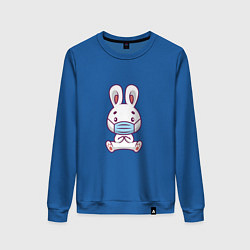 Свитшот хлопковый женский Кролик в маске, цвет: синий
