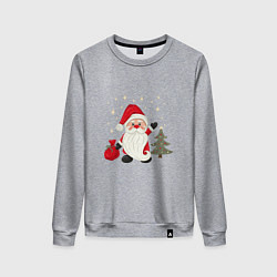 Свитшот хлопковый женский Дед Мороз с подарками Новый год, цвет: меланж