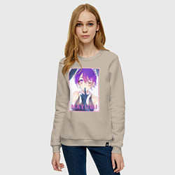 Свитшот хлопковый женский Милая Маюми Додзима - Красавчики детективы, цвет: миндальный — фото 2