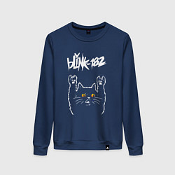 Свитшот хлопковый женский Blink 182 rock cat, цвет: тёмно-синий