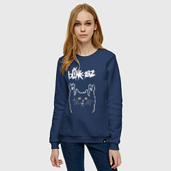 Свитшот хлопковый женский Blink 182 rock cat, цвет: тёмно-синий — фото 2
