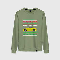 Свитшот хлопковый женский Merry Driftmas Nissan Silvia S15 Ugly Sweater, цвет: авокадо