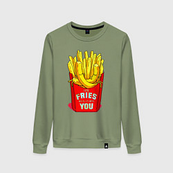 Свитшот хлопковый женский Time fries when Im with you, цвет: авокадо