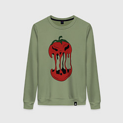 Свитшот хлопковый женский Агрессивный красный помидор, цвет: авокадо