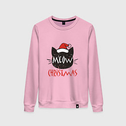 Свитшот хлопковый женский Meow - Christmas, цвет: светло-розовый