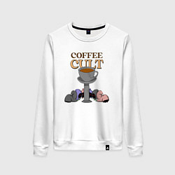 Свитшот хлопковый женский Культ кофе, цвет: белый