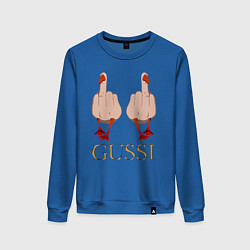 Свитшот хлопковый женский Два весёлых гуся - GUSSI - Fashion 2055, цвет: синий