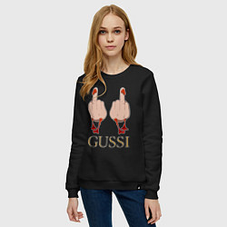 Свитшот хлопковый женский Два весёлых гуся - GUSSI - Fashion 2055, цвет: черный — фото 2