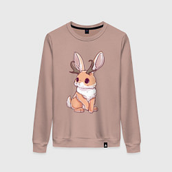 Женский свитшот Кролик с рожками - кролик олень