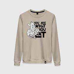 Свитшот хлопковый женский Ты то , что ешь, цвет: миндальный