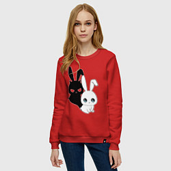 Свитшот хлопковый женский Милый кролик - ангелочек или дьяволёнок?, цвет: красный — фото 2