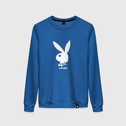 Свитшот хлопковый женский Черный кролик с надписью play2023, цвет: синий