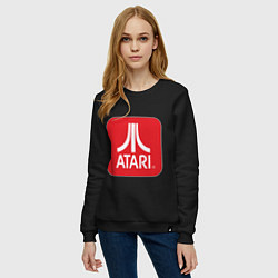 Свитшот хлопковый женский Atari logo, цвет: черный — фото 2