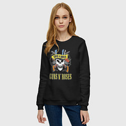 Свитшот хлопковый женский Guns n roses Skull, цвет: черный — фото 2