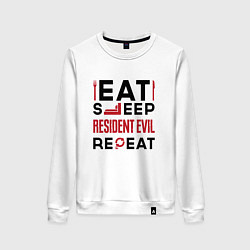 Женский свитшот Надпись: eat sleep Resident Evil repeat
