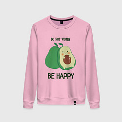 Свитшот хлопковый женский Dont worry be happy - avocado, цвет: светло-розовый