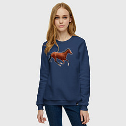 Свитшот хлопковый женский Чистокровная верховая лошадь, цвет: тёмно-синий — фото 2