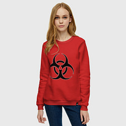 Свитшот хлопковый женский Biological hazard, цвет: красный — фото 2
