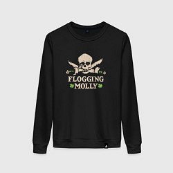 Свитшот хлопковый женский Flogging Molly кельтик панк рок группа, цвет: черный
