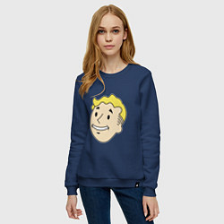 Свитшот хлопковый женский Vault boy head, цвет: тёмно-синий — фото 2
