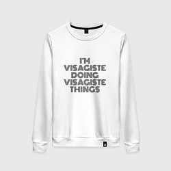 Свитшот хлопковый женский Im visagiste doing visagiste things vintage, цвет: белый