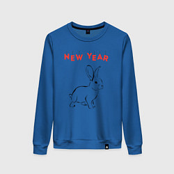 Свитшот хлопковый женский New year rabbit, цвет: синий