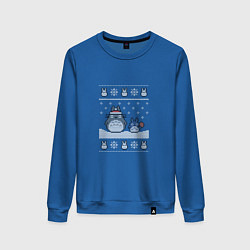 Свитшот хлопковый женский Новогодние тоторики - ugly sweater, цвет: синий