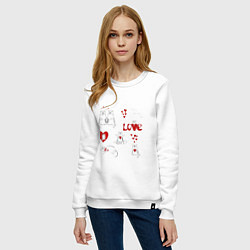 Свитшот хлопковый женский Happy valentines day love, цвет: белый — фото 2