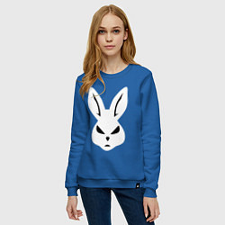 Свитшот хлопковый женский Evil bunny head, цвет: синий — фото 2