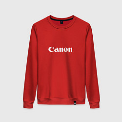 Свитшот хлопковый женский Canon - белый логотип, цвет: красный