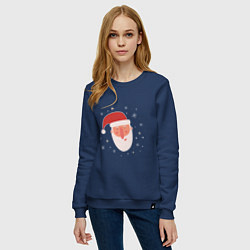 Свитшот хлопковый женский Голова Деда Мороза, цвет: тёмно-синий — фото 2