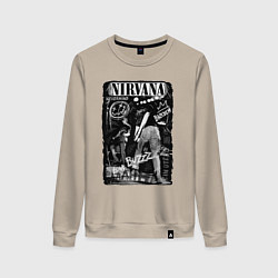Свитшот хлопковый женский Nirvana bleach, цвет: миндальный