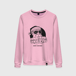 Свитшот хлопковый женский Xmas time merry christmas, цвет: светло-розовый