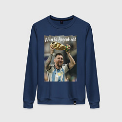Свитшот хлопковый женский Lionel Messi - world champion - Argentina, цвет: тёмно-синий