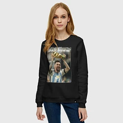 Свитшот хлопковый женский Lionel Messi - world champion - Argentina, цвет: черный — фото 2