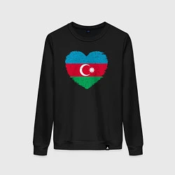 Свитшот хлопковый женский Сердце Азербайджана, цвет: черный