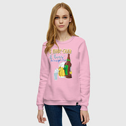 Свитшот хлопковый женский В пиве сила - в воде микробы, цвет: светло-розовый — фото 2
