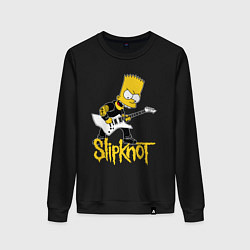 Свитшот хлопковый женский Slipknot Барт Симпсон рокер, цвет: черный