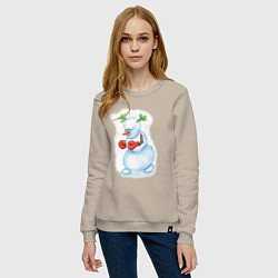Свитшот хлопковый женский Снеговиха, цвет: миндальный — фото 2
