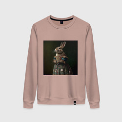 Свитшот хлопковый женский Мода и кролик, цвет: пыльно-розовый