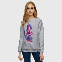 Свитшот хлопковый женский Шогун Райден школьница, цвет: меланж — фото 2