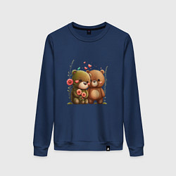 Свитшот хлопковый женский Плюшевые медведи с сердцем, цвет: тёмно-синий
