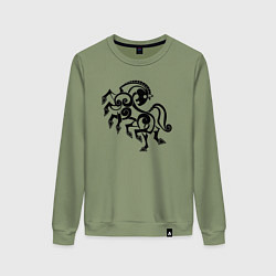 Свитшот хлопковый женский Слейпнир конь бога Одина, цвет: авокадо