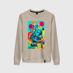 Свитшот хлопковый женский Энди Уорхол - фантазия - нейросеть, цвет: миндальный