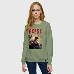 Свитшот хлопковый женский AC DC Angus, цвет: авокадо — фото 2