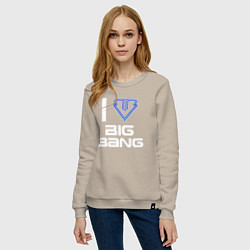 Свитшот хлопковый женский I love big bang, цвет: миндальный — фото 2